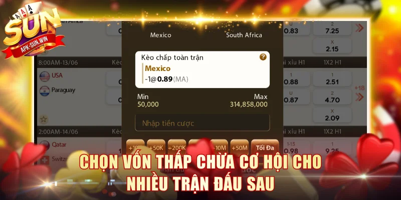 Toàn Bộ Hướng Dẫn Đặt Kèo Từ A Đến Z Dành Cho Người Mới 4 Chọn vốn thấp chừa cơ hội cho nhiều trận đấu sau