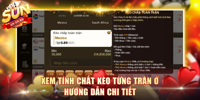 Toàn Bộ Hướng Dẫn Đặt Kèo Từ A Đến Z Dành Cho Người Mới 3 Xem tính chất kèo từng trận ở hướng dẫn chi tiết